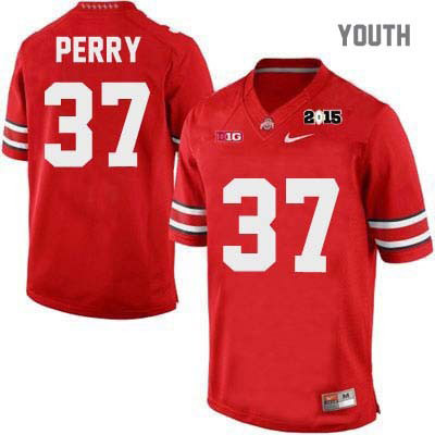 Ohio State Buckeyes Youth Joshua Perry #37 Red Authentic Nike 2015 Patch College NCAA Stitched Football Jersey HN19I08BR